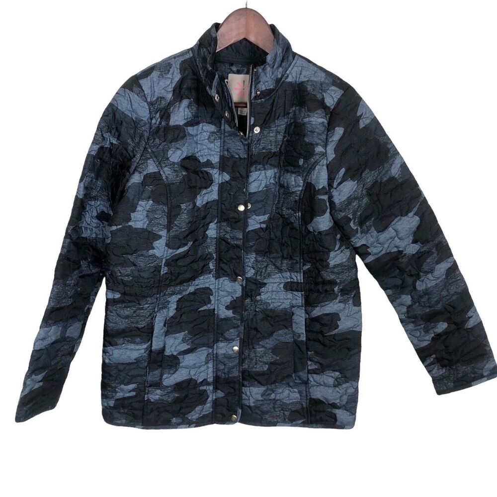 Isaac Mizrahi Live Blue Camo Full Zipper Jacket Women's Size XS